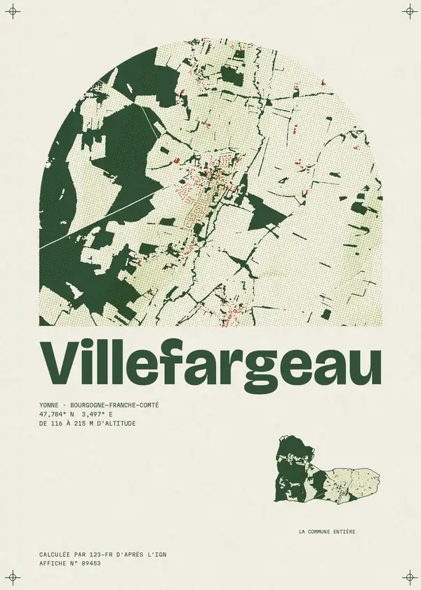 Affiche de Villefargeau, calculée par 123-fr d'après l'IGN