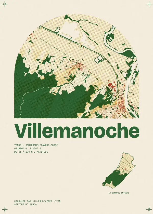 Affiche de Villemanoche, calculée par 123-fr d'après l'IGN