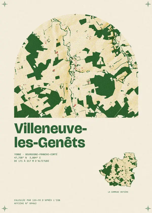 Affiche de Villeneuve-les-Genêts, calculée par 123-fr d'après l'IGN