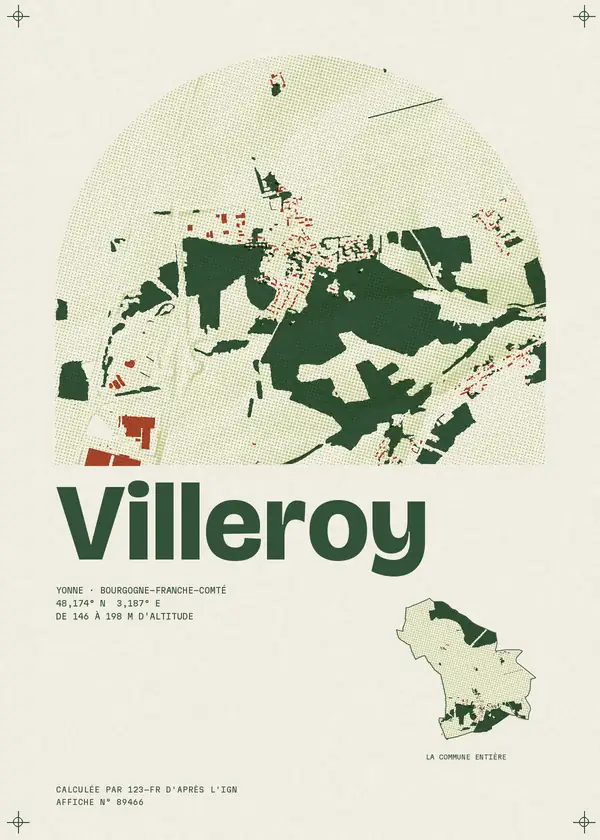 Affiche de Villeroy, calculée par 123-fr d'après l'IGN