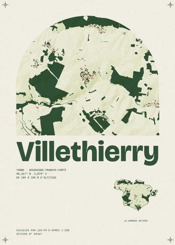 Affiche de Villethierry, calculée par 123-fr d'après l'IGN