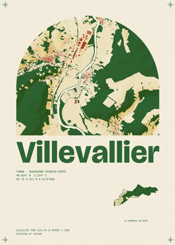 Affiche de Villevallier, calculée par 123-fr d'après l'IGN
