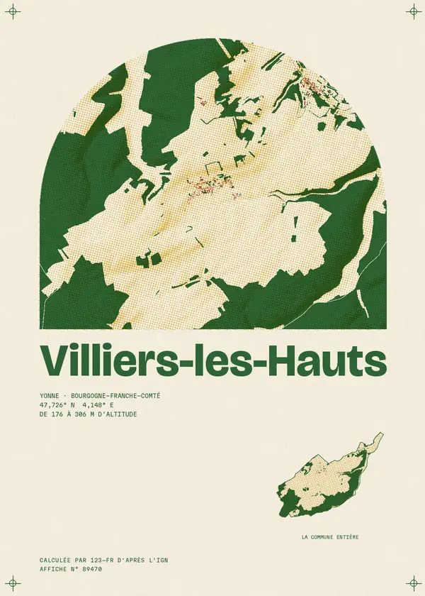 Affiche de Villiers-les-Hauts, calculée par 123-fr d'après l'IGN