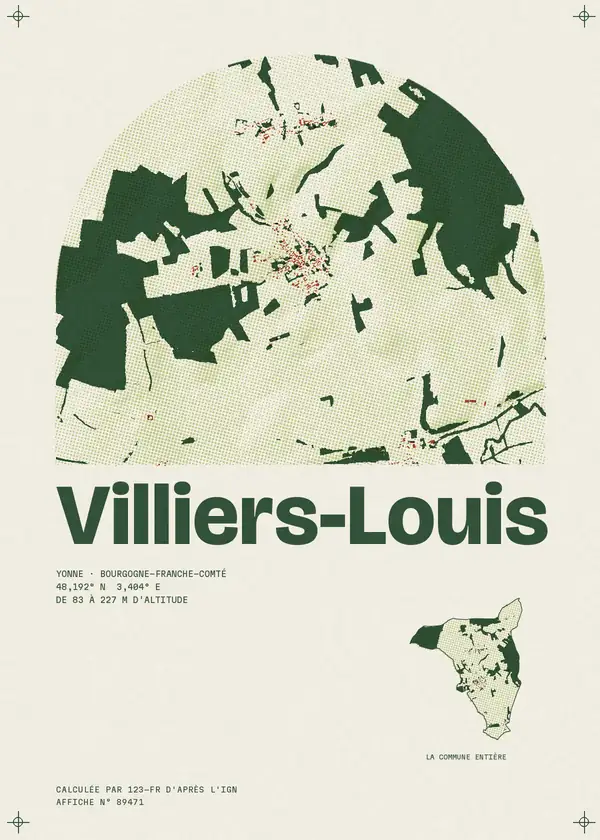 Affiche de Villiers-Louis, calculée par 123-fr d'après l'IGN