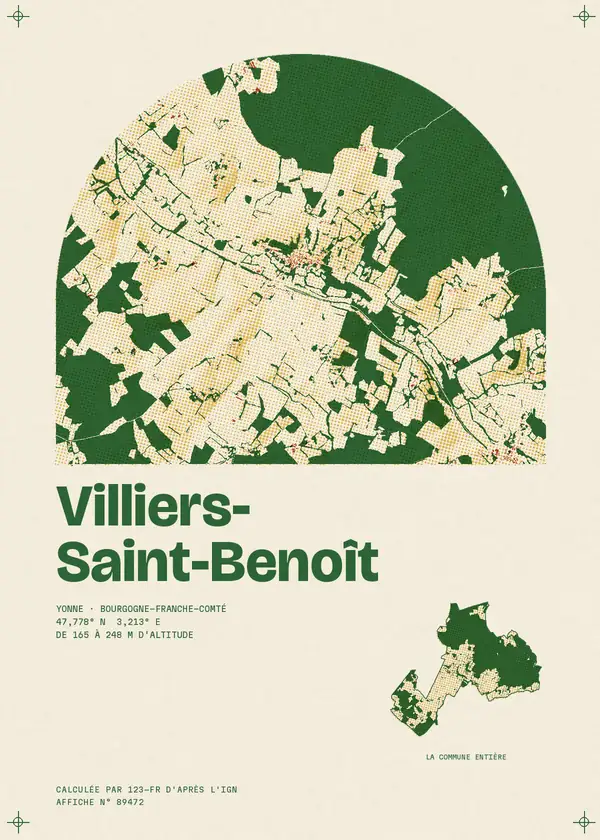 Affiche de Villiers-Saint-Benoît, calculée par 123-fr d'après l'IGN
