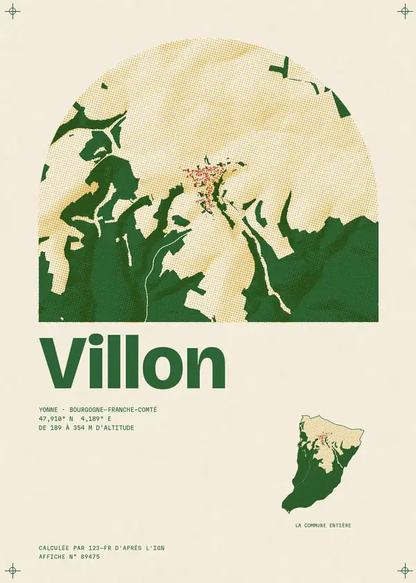 Affiche de Villon, calculée par 123-fr d'après l'IGN