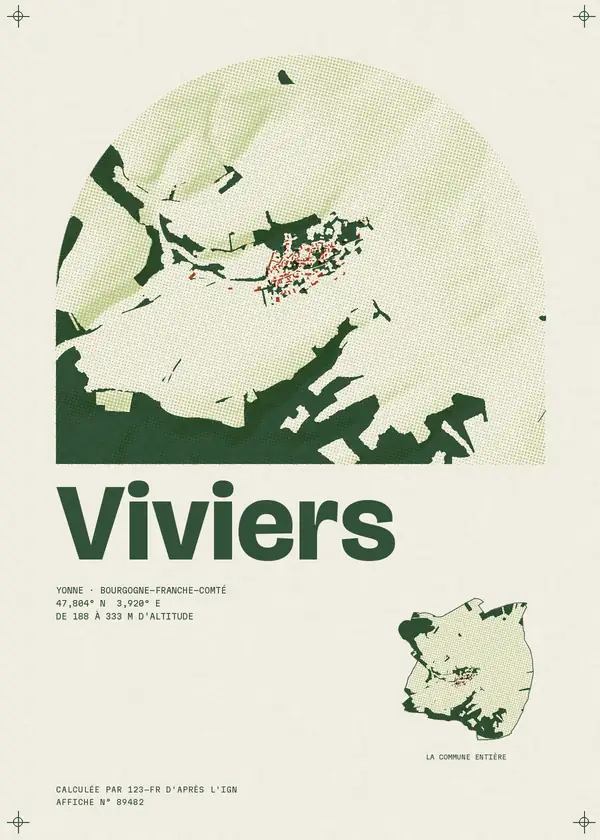 Affiche de Viviers, calculée par 123-fr d'après l'IGN