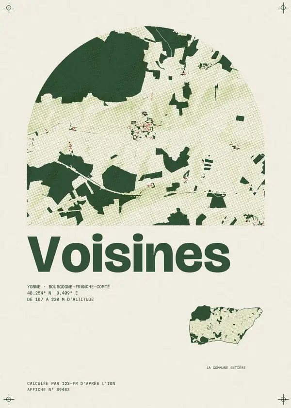 Affiche de Voisines, calculée par 123-fr d'après l'IGN