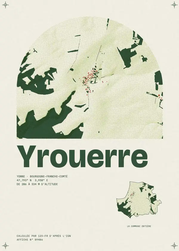 Affiche de Yrouerre, calculée par 123-fr d'après l'IGN