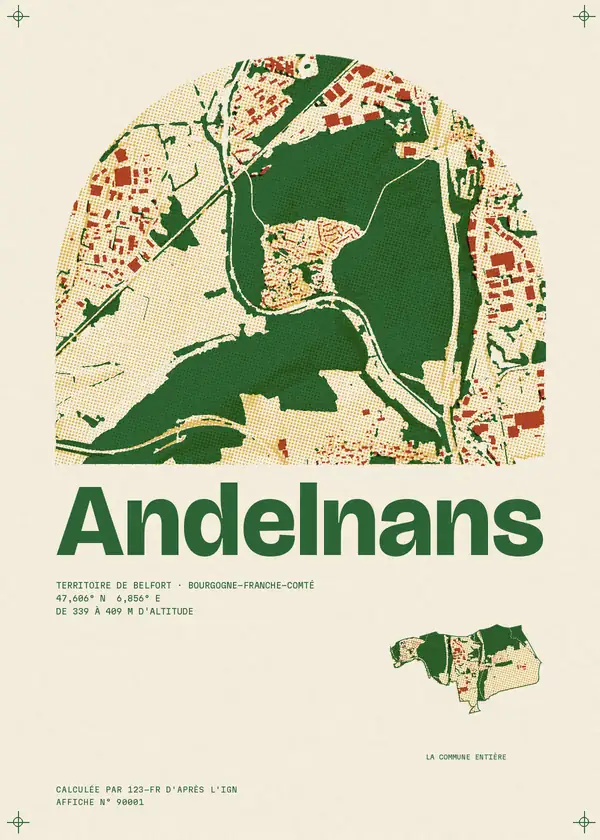 Affiche de Andelnans, calculée par 123-fr d'après l'IGN