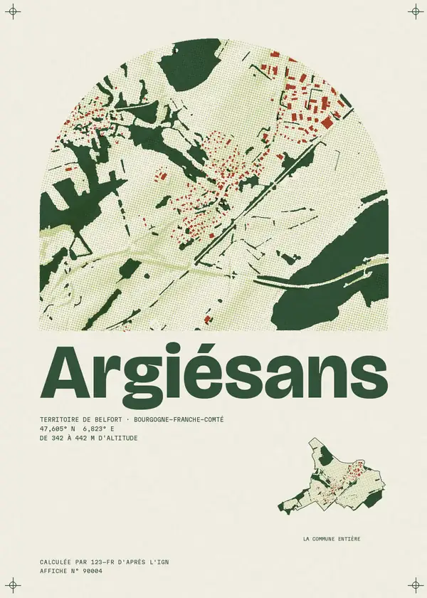 Affiche de Argiésans, calculée par 123-fr d'après l'IGN