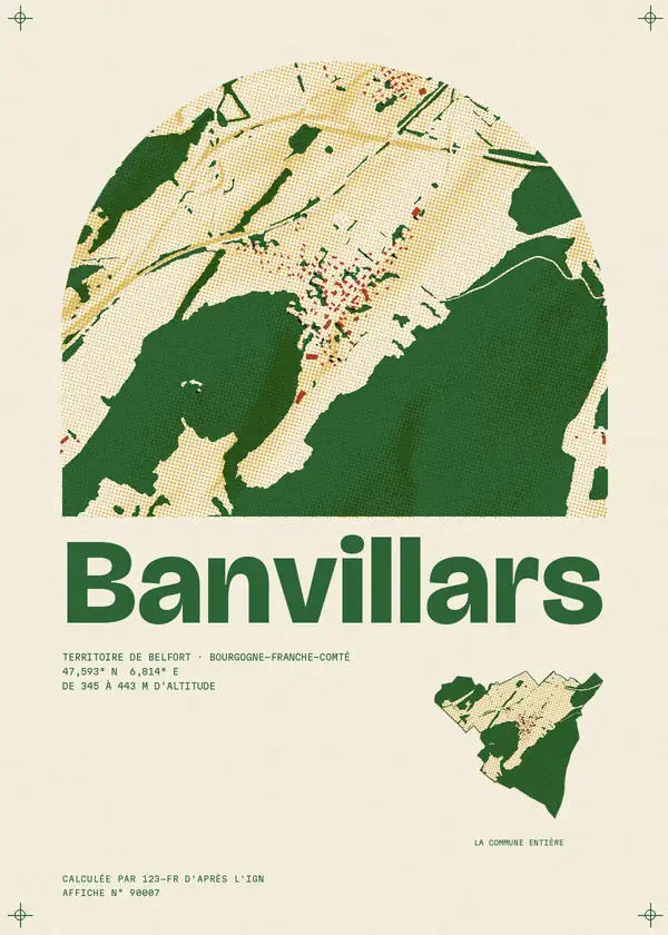 Affiche de Banvillars, calculée par 123-fr d'après l'IGN