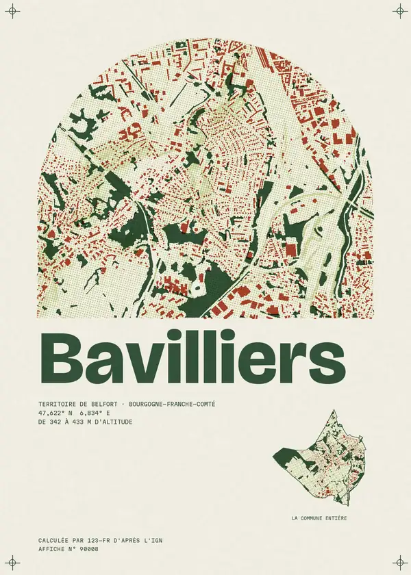 Affiche de Bavilliers, calculée par 123-fr d'après l'IGN