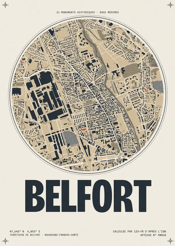 Affiche de Belfort, calculée par 123-fr d'après l'IGN