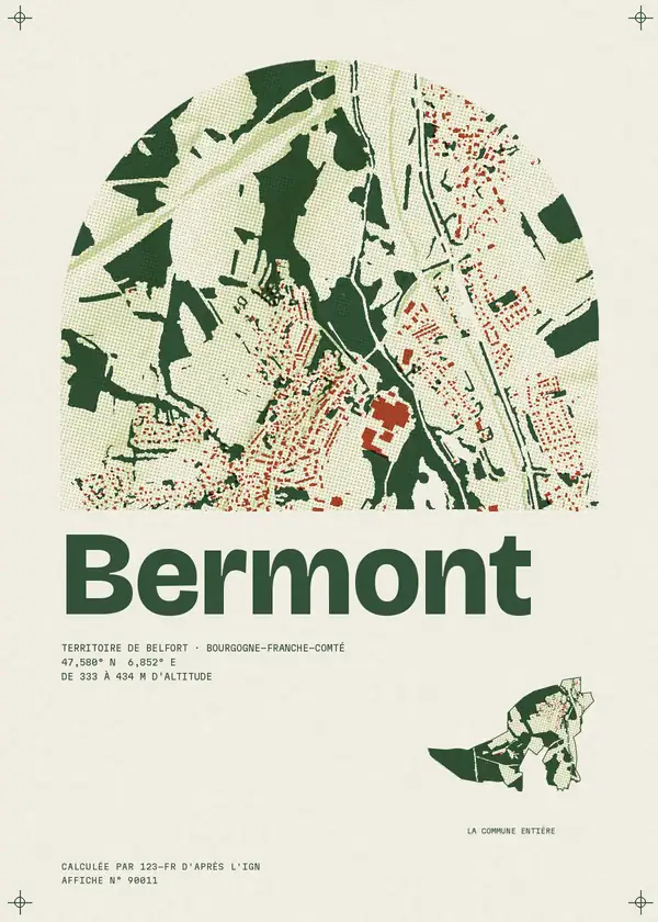 Affiche de Bermont, calculée par 123-fr d'après l'IGN