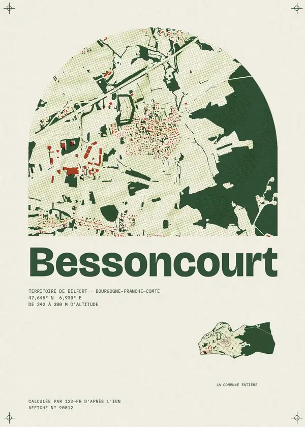 Affiche de Bessoncourt, calculée par 123-fr d'après l'IGN