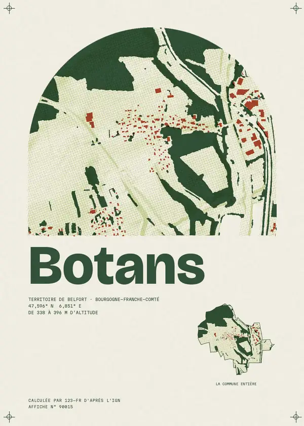 Affiche de Botans, calculée par 123-fr d'après l'IGN