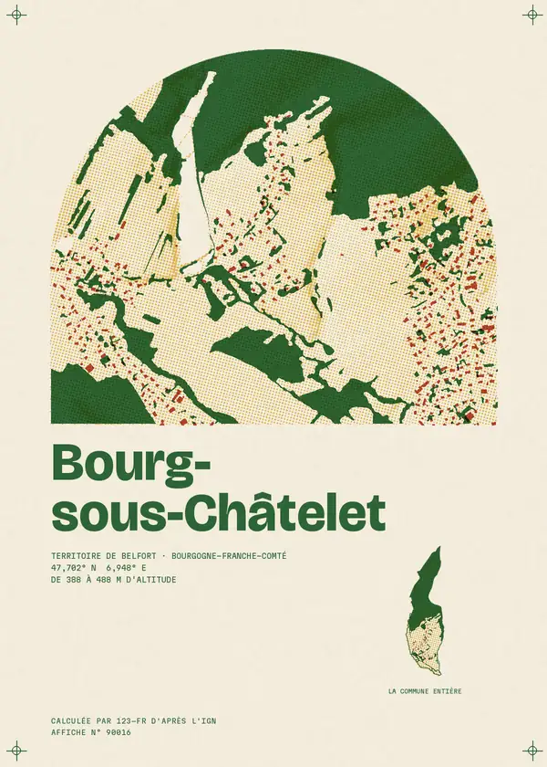 Affiche de Bourg-sous-Châtelet, calculée par 123-fr d'après l'IGN