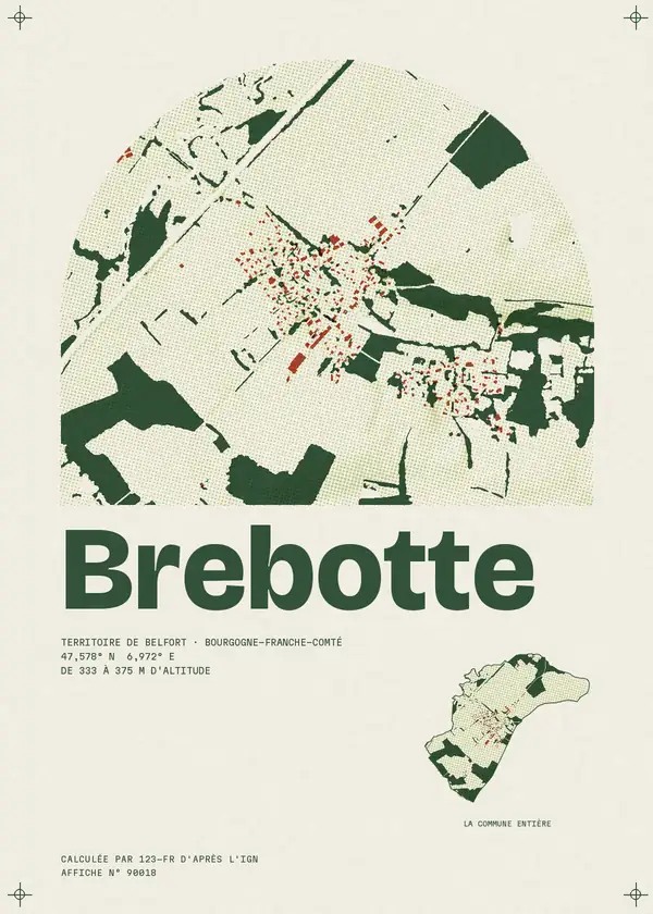 Affiche de Brebotte, calculée par 123-fr d'après l'IGN
