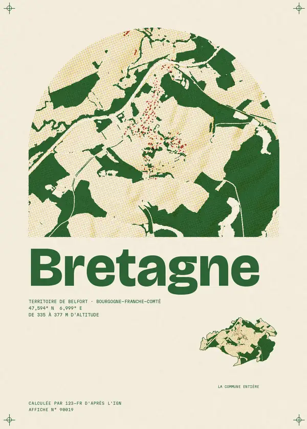 Affiche de Bretagne, calculée par 123-fr d'après l'IGN