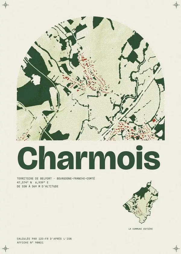 Affiche de Charmois, calculée par 123-fr d'après l'IGN
