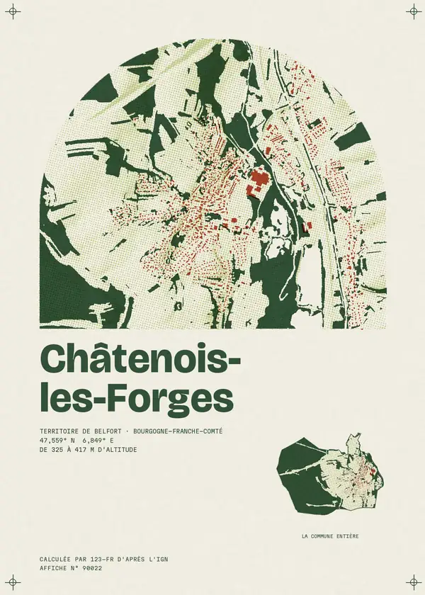 Affiche de Châtenois-les-Forges, calculée par 123-fr d'après l'IGN