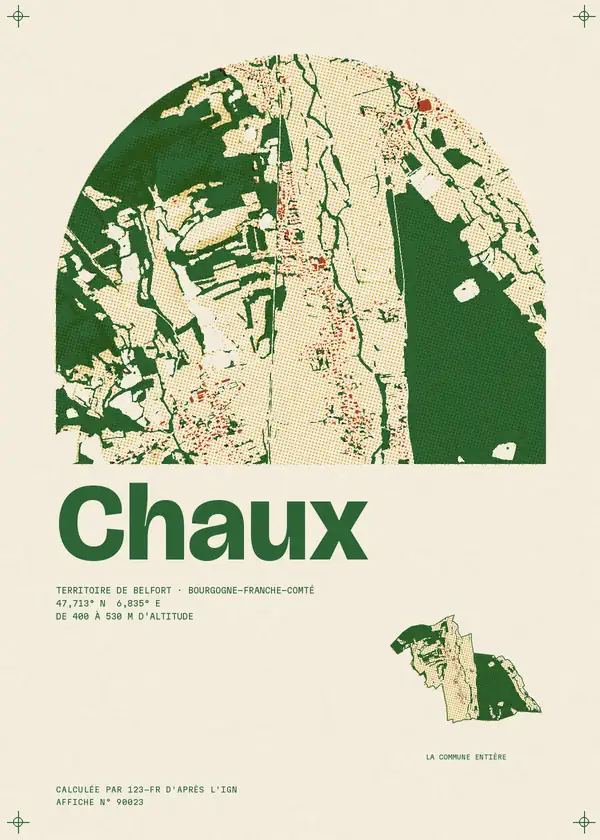 Affiche de Chaux, calculée par 123-fr d'après l'IGN