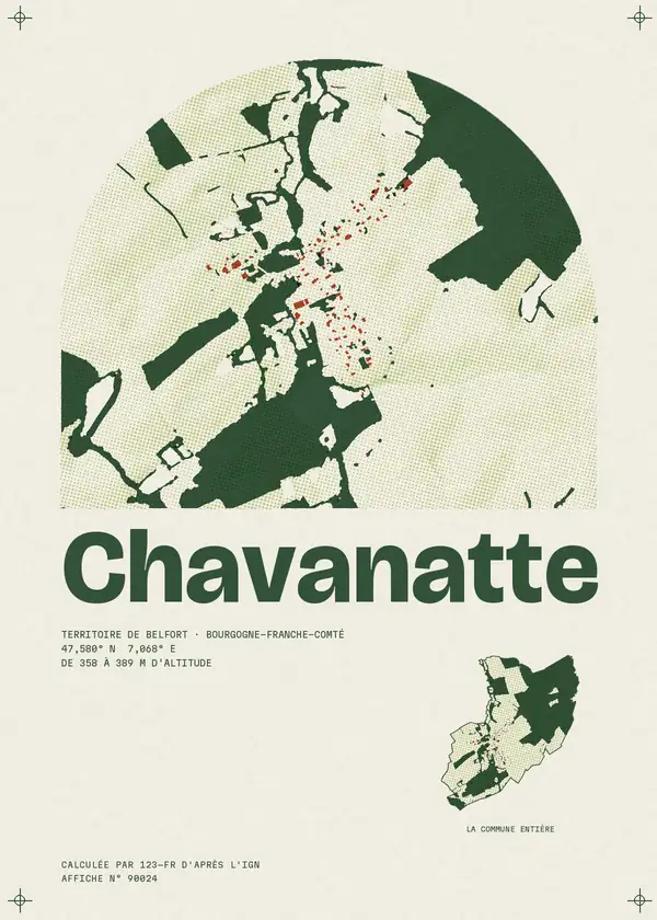 Affiche de Chavanatte, calculée par 123-fr d'après l'IGN