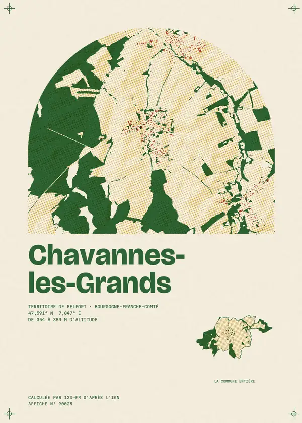 Affiche de Chavannes-les-Grands, calculée par 123-fr d'après l'IGN