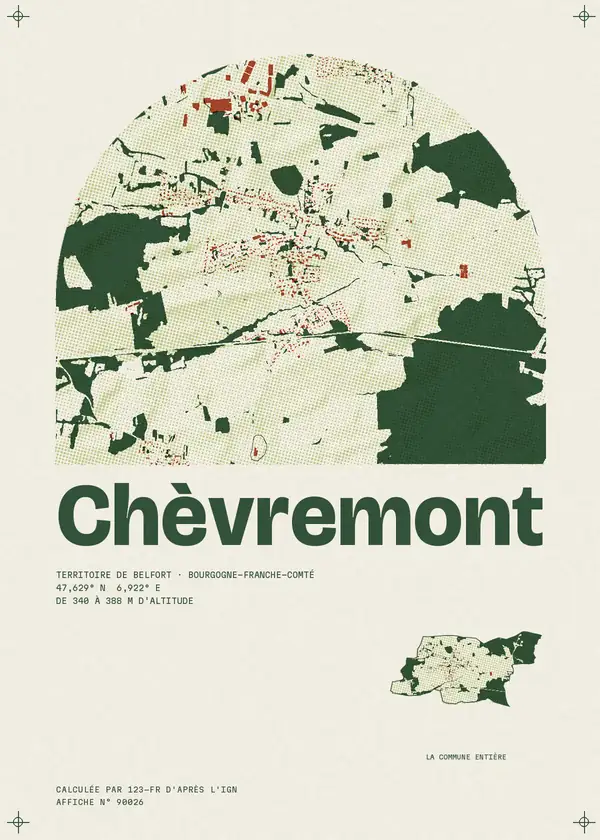 Affiche de Chèvremont, calculée par 123-fr d'après l'IGN