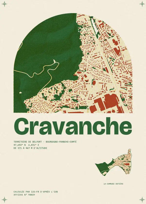 Affiche de Cravanche, calculée par 123-fr d'après l'IGN