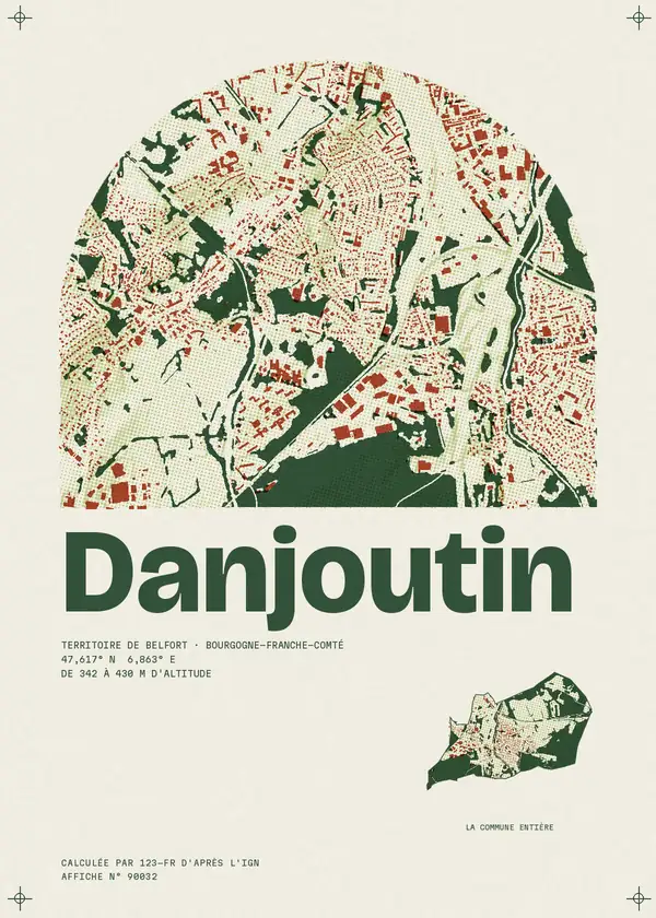 Affiche de Danjoutin, calculée par 123-fr d'après l'IGN