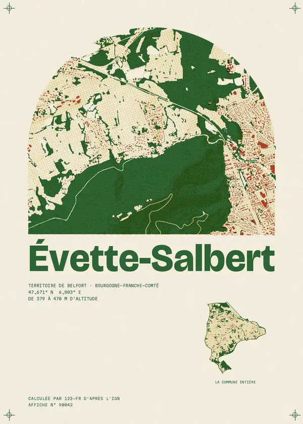 Affiche de Évette-Salbert, calculée par 123-fr d'après l'IGN