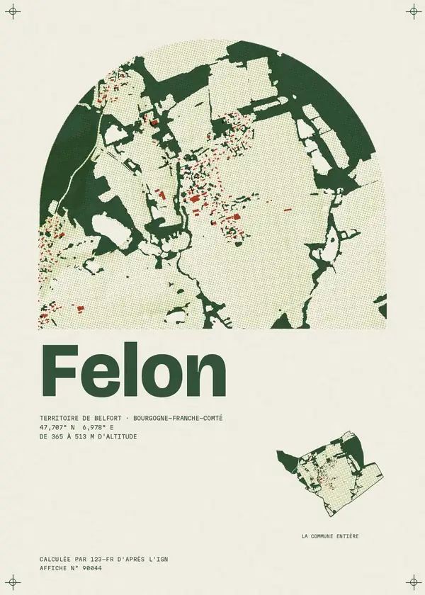 Affiche de Felon, calculée par 123-fr d'après l'IGN