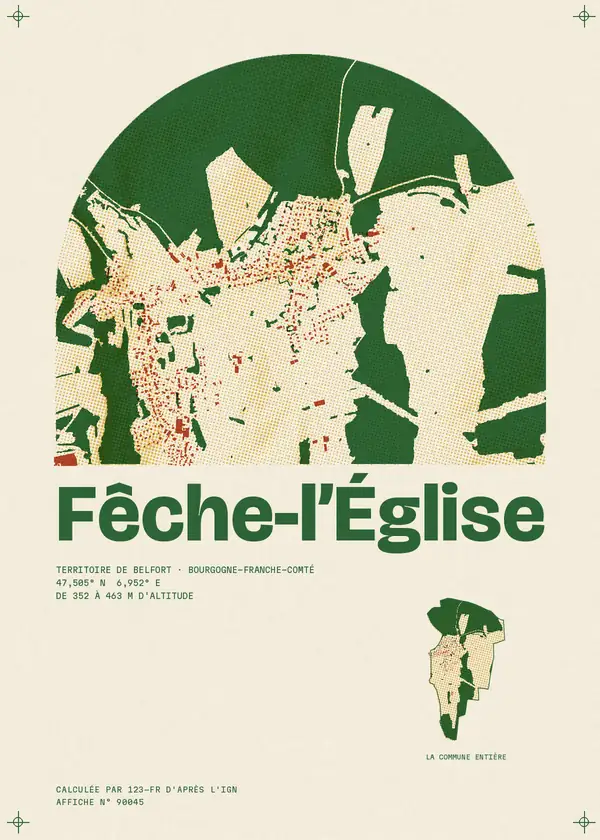 Affiche de Fêche-l'Église, calculée par 123-fr d'après l'IGN