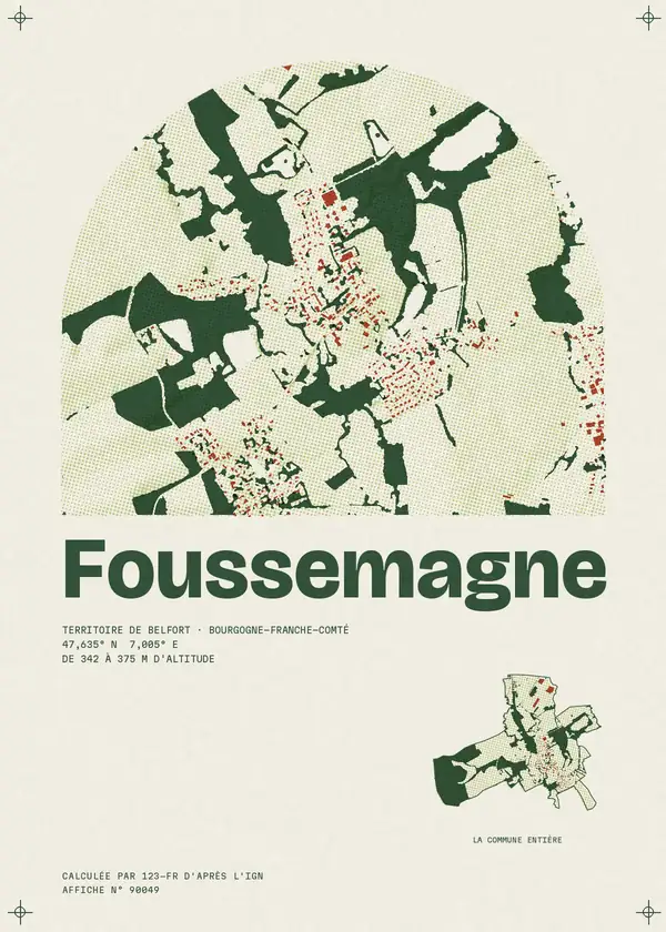 Affiche de Foussemagne, calculée par 123-fr d'après l'IGN