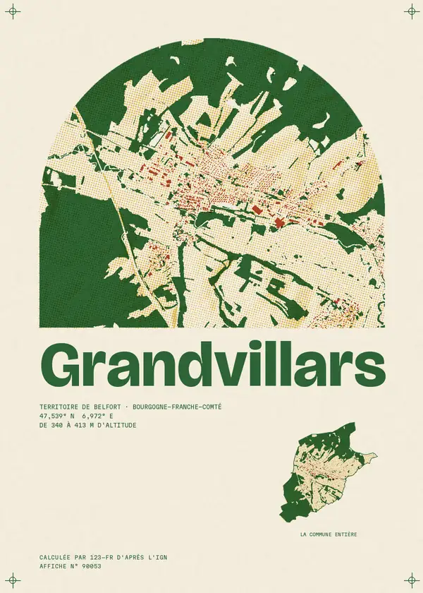 Affiche de Grandvillars, calculée par 123-fr d'après l'IGN