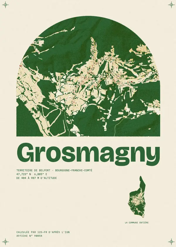 Affiche de Grosmagny, calculée par 123-fr d'après l'IGN
