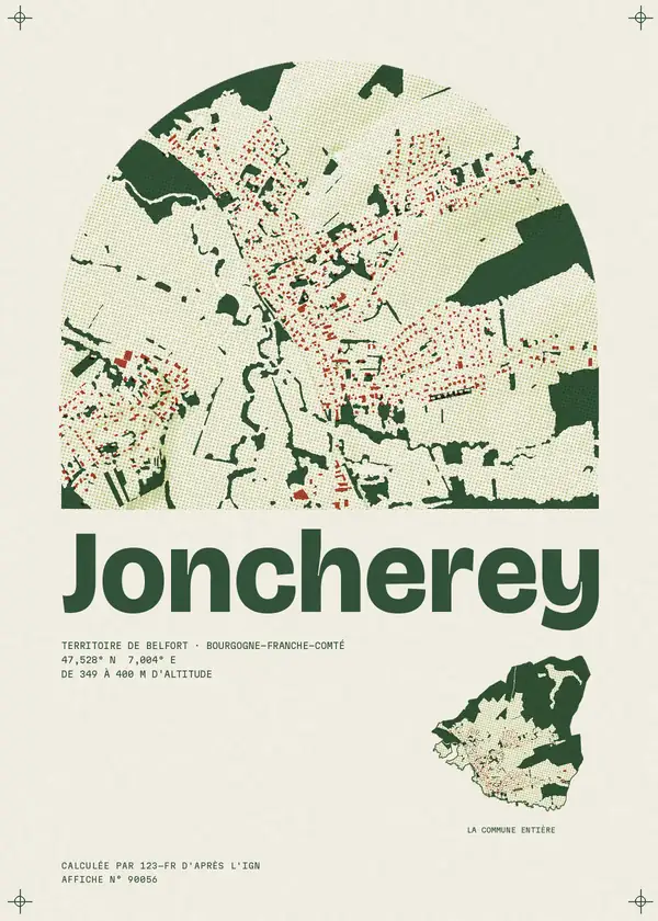 Affiche de Joncherey, calculée par 123-fr d'après l'IGN