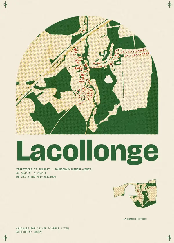 Affiche de Lacollonge, calculée par 123-fr d'après l'IGN