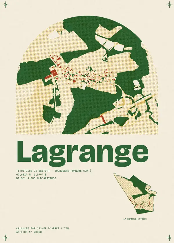 Affiche de Lagrange, calculée par 123-fr d'après l'IGN