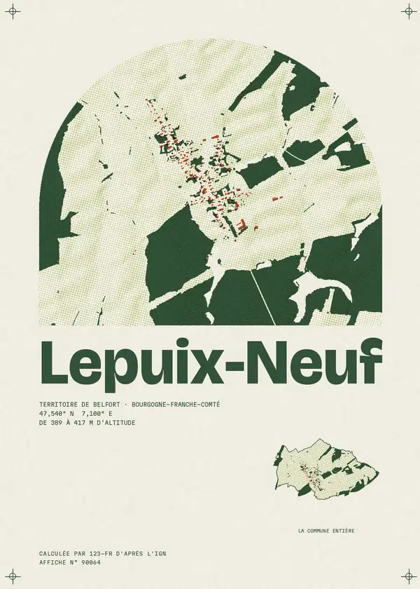 Affiche de Lepuix-Neuf, calculée par 123-fr d'après l'IGN