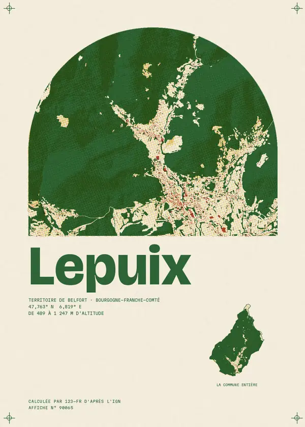 Affiche de Lepuix, calculée par 123-fr d'après l'IGN