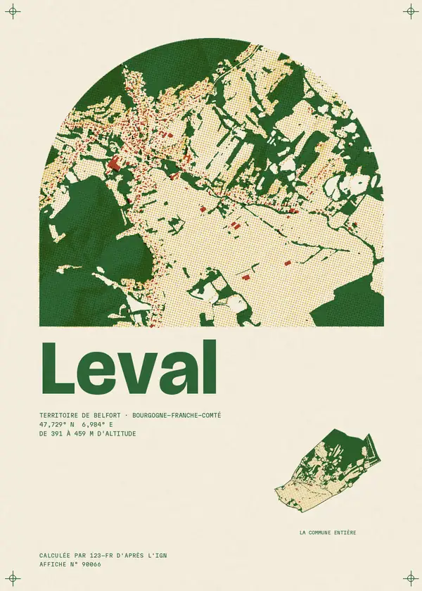 Affiche de Leval, calculée par 123-fr d'après l'IGN
