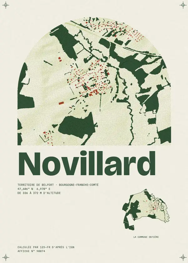 Affiche de Novillard, calculée par 123-fr d'après l'IGN