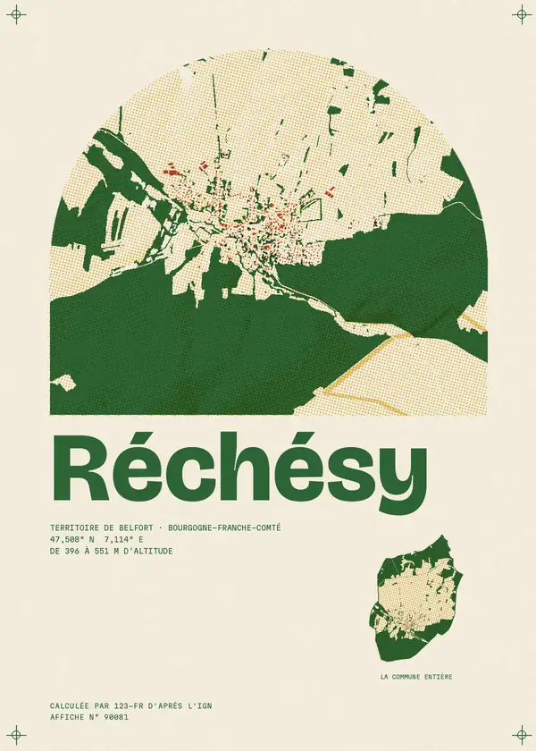 Affiche de Réchésy, calculée par 123-fr d'après l'IGN