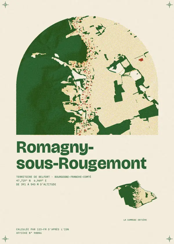 Affiche de Romagny-sous-Rougemont, calculée par 123-fr d'après l'IGN