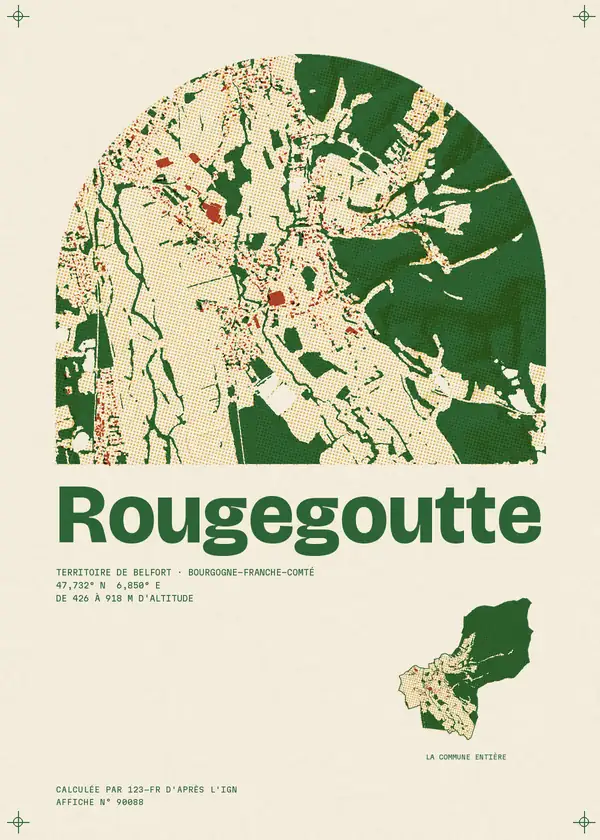Affiche de Rougegoutte, calculée par 123-fr d'après l'IGN