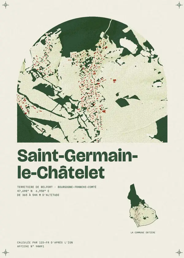 Affiche de Saint-Germain-le-Châtelet, calculée par 123-fr d'après l'IGN