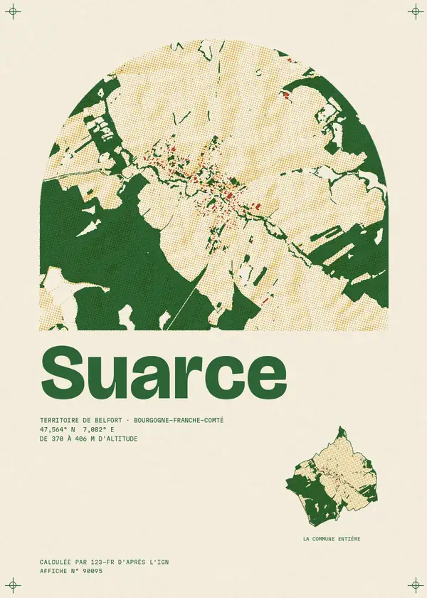 Affiche de Suarce, calculée par 123-fr d'après l'IGN